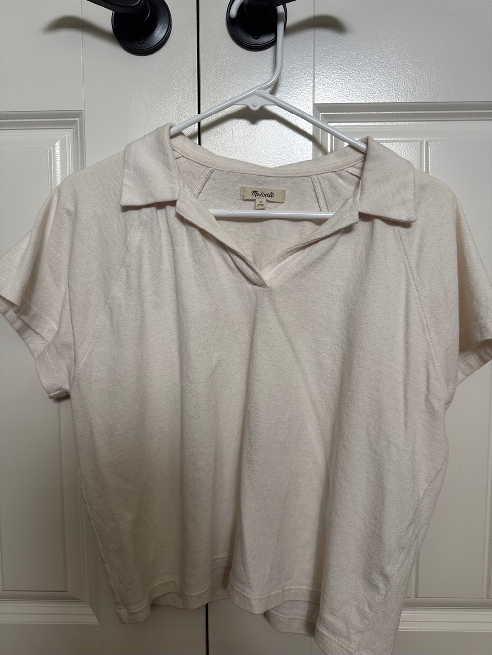 Madewell Soft Cream Polo Collar Short Sleeve Tee